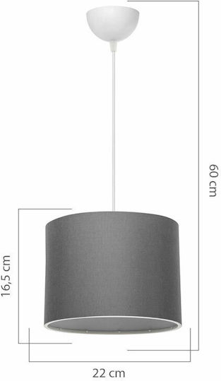 Pakketo PWL-1115 Pendant Light Gray with Socket E27 22x22x60cm
