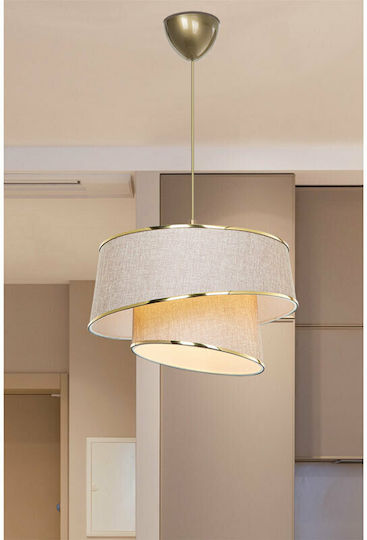 Pakketo PWL-1127 Lampă Suspendată Reglabilă Bej cu Dulie E27 32.5x65x65cm