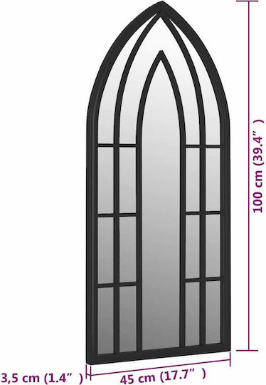 vidaXL Wall Mirror with Black Metallic Frame 100x45cm 1pcs