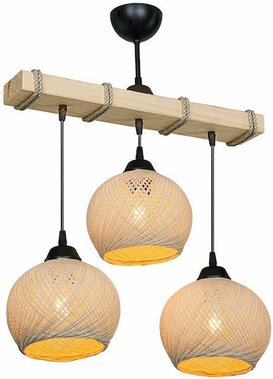 Pakketo PWL-1120 Pendant Light Beige Boho with Rope for Socket E27 50x20x63cm