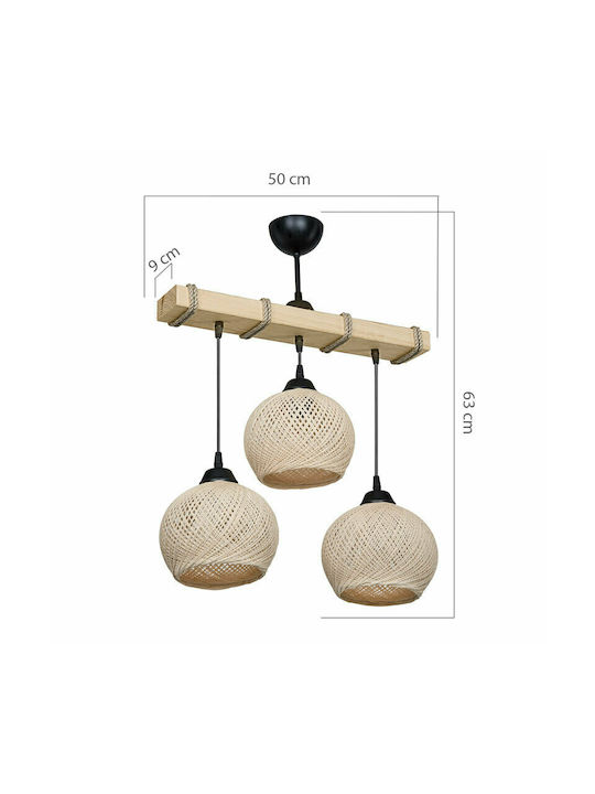 Pakketo PWL-1120 Pendant Light Beige Boho with Rope for Socket E27 50x20x63cm