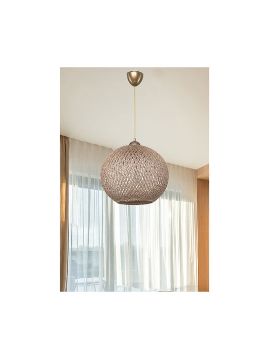 Pakketo PWL-1112 Κρεμαστό Φωτιστικό Καφέ Boho με Σχοινί για Ντουί E27 38x38x38εκ.
