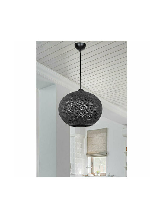 Pakketo PWL-1112 Κρεμαστό Φωτιστικό Μαύρο Boho με Σχοινί για Ντουί E27 38x38x75εκ.