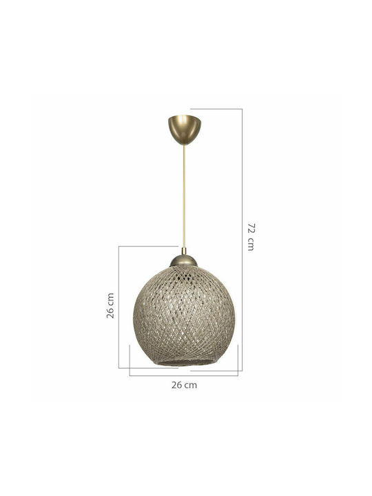 Pakketo PWL-1113 Pendant Light Brown Boho with Rope for Socket E27 26x26x72cm
