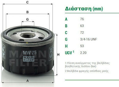 Mann Filter Φίλτρο Λαδιού Μοτοσυκλέτας για BMW