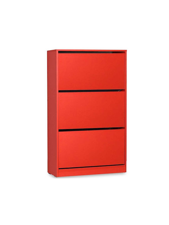 Wooden Shoe Organizer with 3 Shelves Red 73x26x119cm