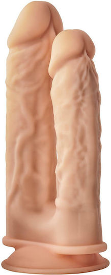 Dream Toys Real Love Dual Density Double Penetrator Διπλό Dildo με Βεντούζα Flesh 19.5cm