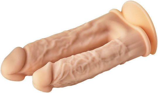 Dream Toys Real Love Dual Density Double Penetrator Διπλό Dildo με Βεντούζα Flesh 19.5cm