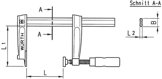 Wurth 071467130 Σφιγκτήρας Τύπου "F" με Μέγιστο Άνοιγμα 300mm