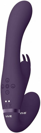Vive Triple Action Δονητής Rabbit Rechargeable Silicone Pulse-wave & Vibrating G-spot Rabbit with Interchangeable Clitoral Stimulation Sleeves 22.3cm Purple