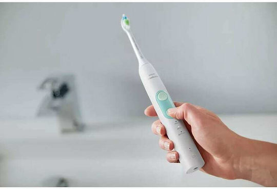 Philips Sonicare ProtectiveClean 5100 Ηλεκτρική Οδοντόβουρτσα με Χρονομετρητή, Αισθητήρα Πίεσης και Θήκη Ταξιδίου Λευκό & Μέντα