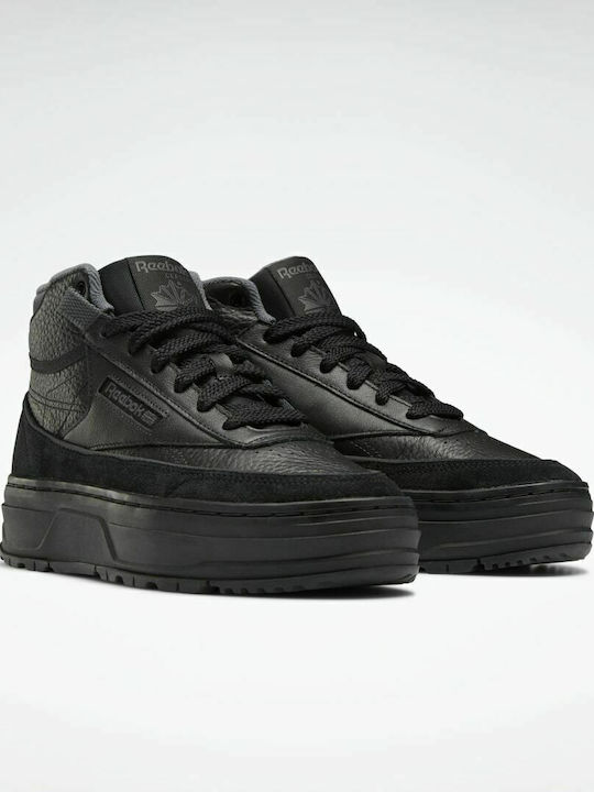 Reebok Club C Geo Γυναικεία Flatforms Μποτάκια Core Black / Pure Grey 7 / Pure Grey 8