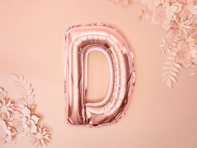 Letter D Foil Balloon Pink Gold Foil, 35cm, 1 pc.