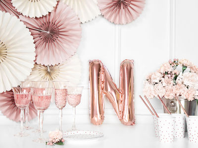 Letter N Foil Balloon Pink Gold, 35cm, 1 pc.