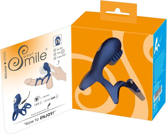 You2Toys Sweet Smile Rechargeable Couples Sleeve Penis Extension with Vibration Blue 10cm