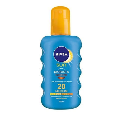 Nivea Sun Protect and Bronze Tan Activating Sun Medium Αδιάβροχο Αντηλιακό Λάδι Σώματος SPF20 σε Spray 200ml