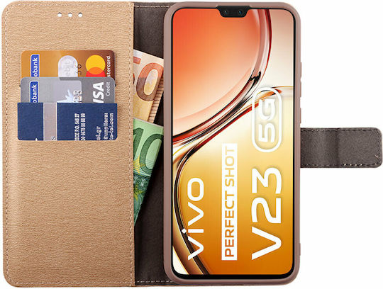 Volte-Tel Allure Magnet Wallet Piele artificială Auriu (Vivo V23 5G)