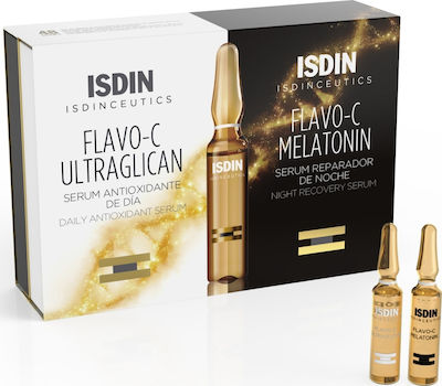 Isdin Brightening & Αnti-aging Face Serum Flavo-C Melatonin Suitable for All Skin Types 4x2ml