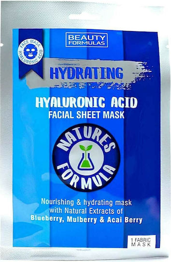Beauty Formulas Hyaluronic Acid Sheet Μάσκα Προσώπου για Ενυδάτωση