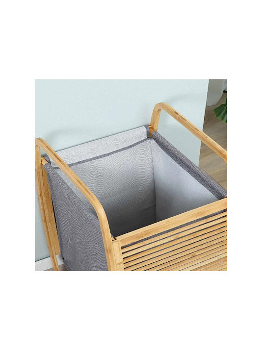 Bakaji 8054143013160 Καλάθι Απλύτων Bamboo με Καπάκι 40x35x71cm Καφέ