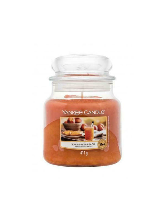 Yankee Candle Scented Candle Jar with Scent Farm Fresh Peach Orange 411gr 1pcs