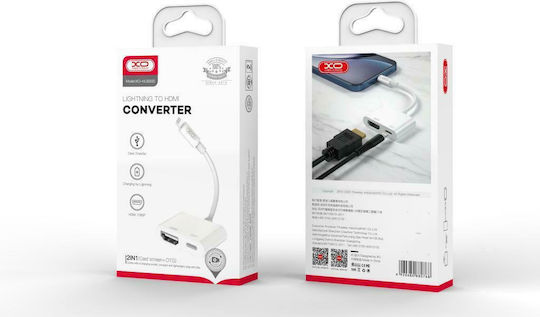 XO HUB005 Konverter Blitzschlag männlich zu HDMI / USB-C weiblich Weiß 1Stück