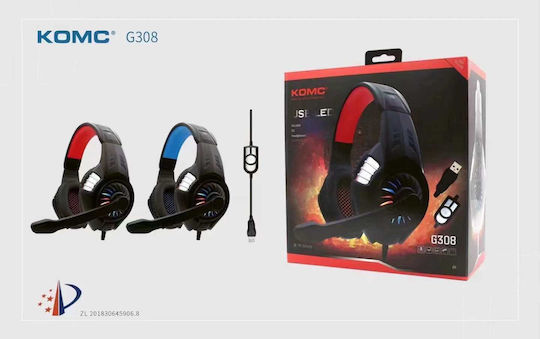 Komc G321 Over Ear Gaming Headset με σύνδεση USB Κόκκινο
