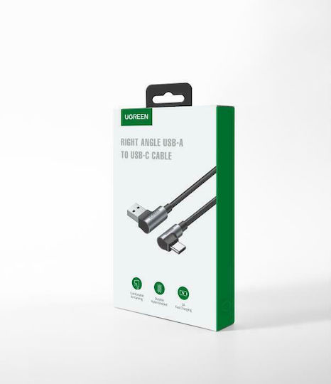 Ugreen US176 Angle (90°) / Braided USB 2.0 Cable USB-C Male - USB-A 18W Gray 1m 20856