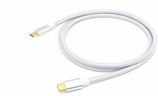 Equip Braided USB 3.2 USB-C Male To USB-C 100W PD White 1m Cable