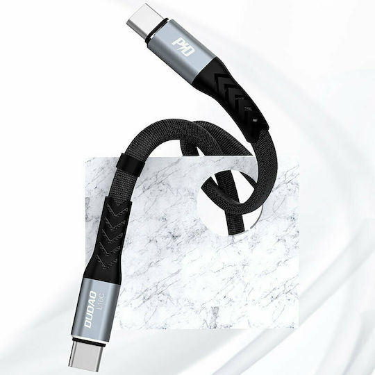 Dudao L10C Braided / Flat USB 2.0 Cable USB-C male - USB-C 100W PD Μαύρο 0.23m