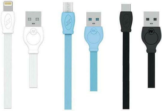 WK WDC-023 Flat USB-A la Cablu Lightning Albastru 3m (250268)