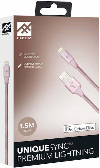 iFrogz Braided USB to Lightning Cable Ροζ 3m (IFUSLC-RG3)