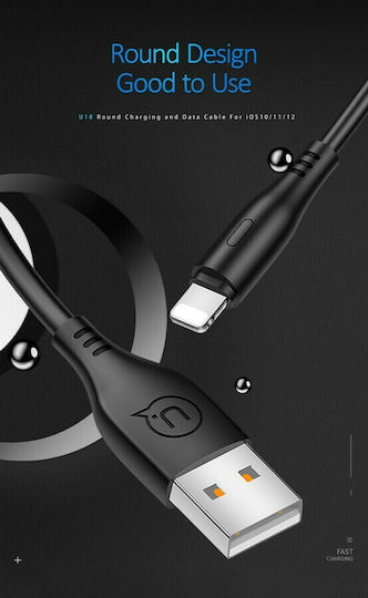 Usams US-SJ266 USB to Lightning Cable Μαύρο 1m (SJ266USB01)