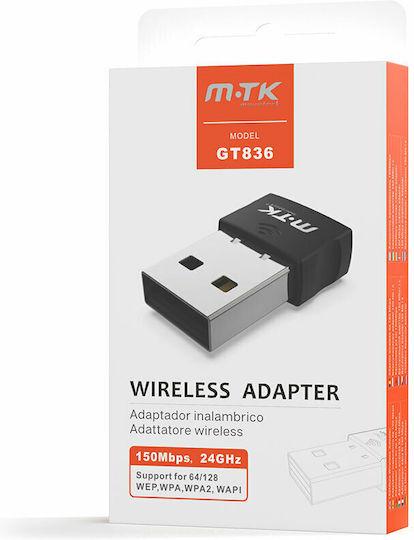 Moveteck GT836 Αντάπτορας Δικτύου USB με Ασύρματη Σύνδεση Wi-Fi 150Mbps