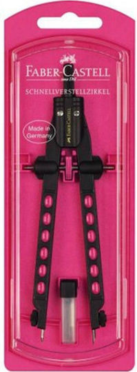 Faber-Castell Factory Neon Compass with Point and Circle Cutter in Case Pink