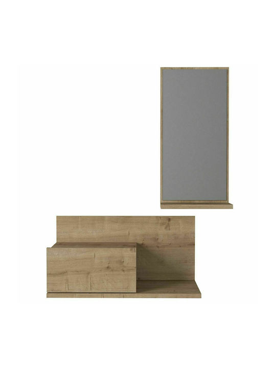 Rodos Entry Furniture with Mirror Natural 60x30x100cm