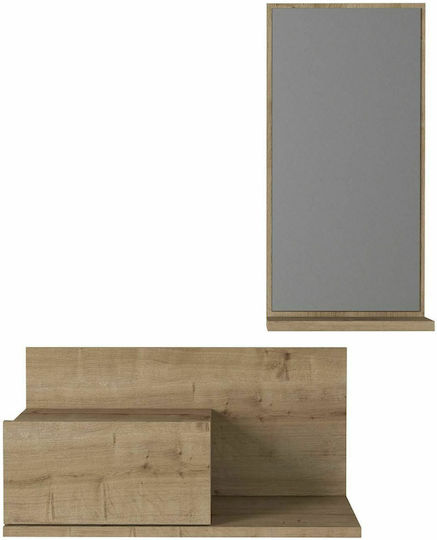 Rodos Eingangsmöbel mit Spiegel Natural 60x30x100cm