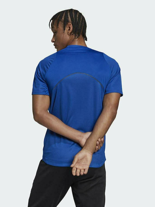 Adidas Hiit Spin Αθλητικό Ανδρικό T-shirt Royal Blue με Λογότυπο
