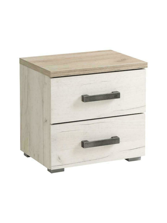 Bedside Table Kent No Wooden Grey Oak White Oak 44.5x33.5x43cm