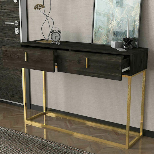 Mykonos Конзолна маса от Дърво & Метал Кафяво / бронз Д120xШ37xВ84cm