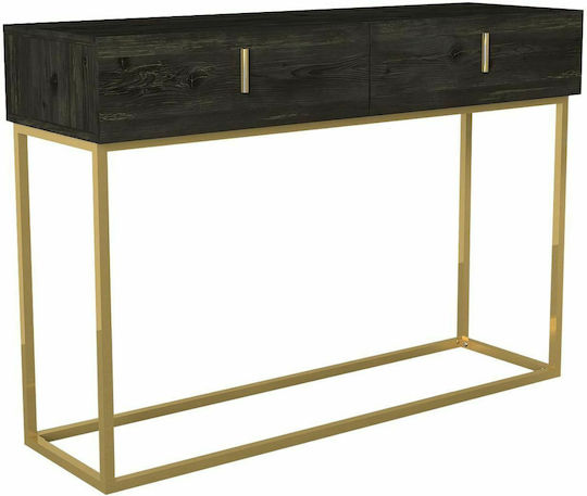 Mykonos Конзолна маса от Дърво & Метал Кафяво / бронз Д120xШ37xВ84cm