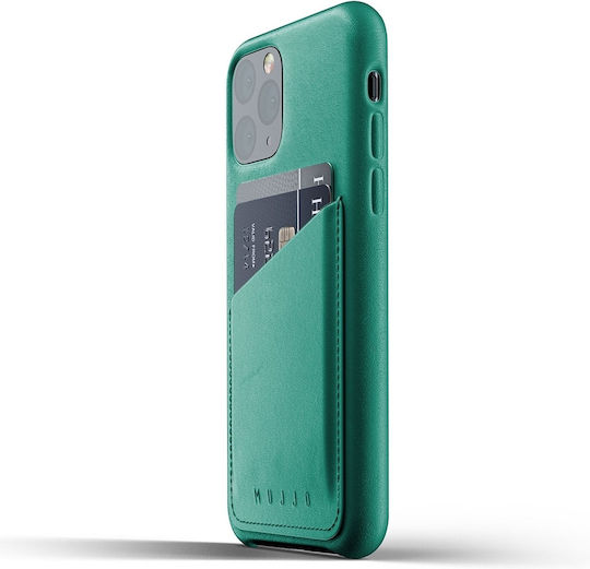 Mujjo Full Leather Umschlag Rückseite Leder 1mm mit Kartenhalter Alpine Green (iPhone 11 Pro)