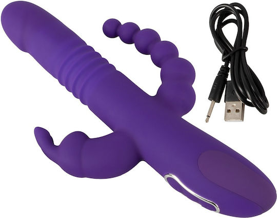 You2Toys Sweet Smile Thrusting Pearl Triple Vibrator Δονητής Rabbit 26cm Purple