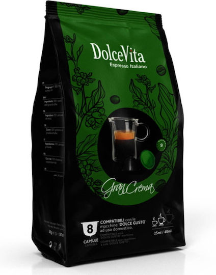 Dolce Vita Capsule Espresso Gran Crema Compatibile cu Mașina Dolce Gusto 48capace