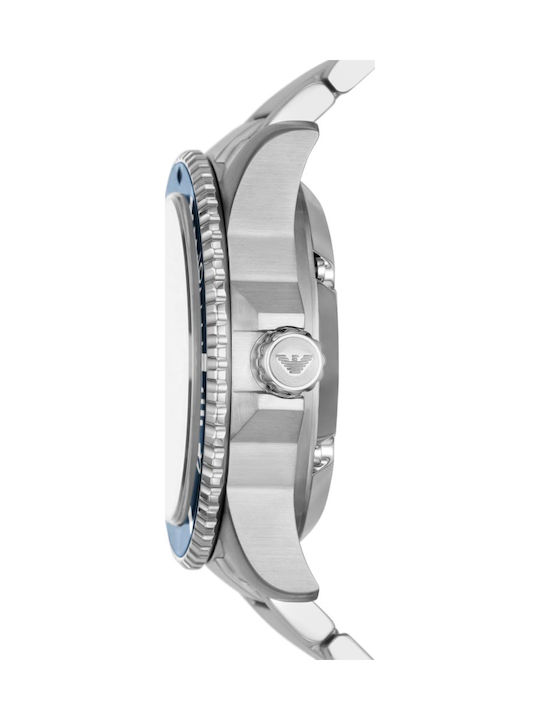 Emporio Armani Diver Men's Watch 42mm Automatic with Silver Metal Bracelet