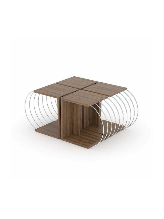 Rectangular Central Coffee Table Case Wooden Walnut/Chrome W94xD60xH42cm