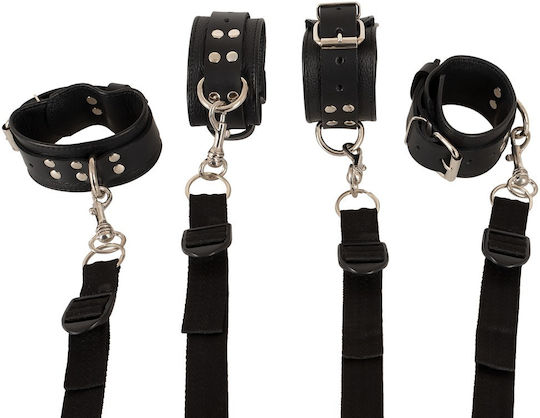 Zado Leather Bed Restraint Set pentru Legare la Pat în Culoare Negru