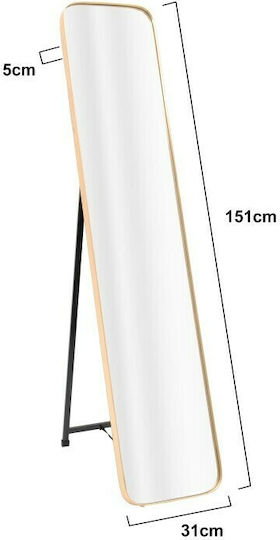 Inart Boden- oder Standspiegel mit Gold Holzrahmen 151x30,5cm