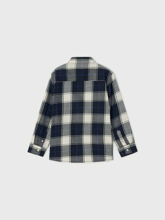 Mayoral Kids Checked Shirt Navy Blue