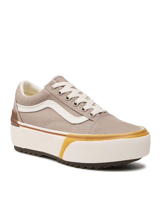 Old Skool Stacked Cobbletone Flatforms Sneakers Beige